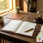 Bureau avec calendrier et marteau de juge symbolisant la protection des droits aux congés annuels dans la fonction publique suite à la décision du Conseil d'État