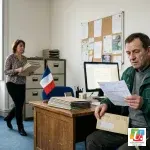 Agent technique territorial lisant sa fiche de paie, payé au SMIC grâce à l’indemnité différentielle