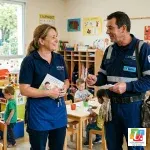 ATSEM et agent technique territorial en ecole maternelle